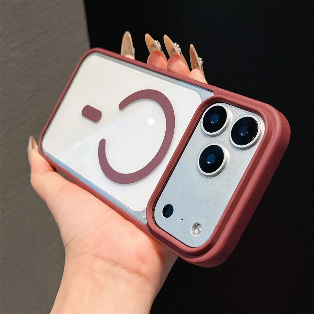 Роскошный магнитный чехол конфетного цвета для Magsafe для iPhone 17 Pro Max, прозрачный матовый край, гибридный силиконовый мягкий жесткий чехол-накладка