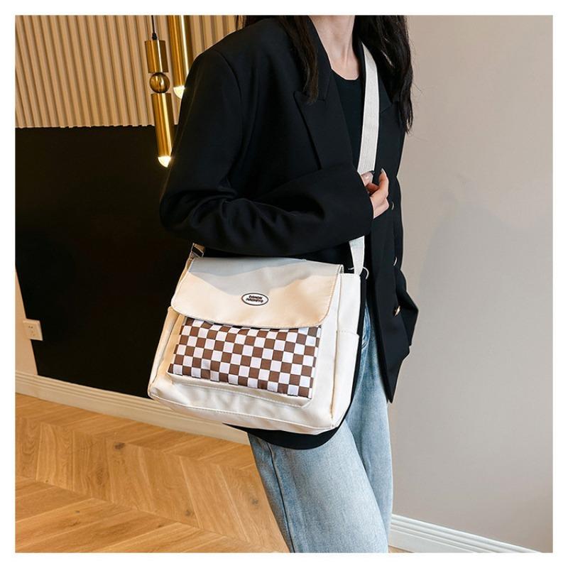 Большая вместительная сумка-мессенджер для поездок на работу, корейская клетчатая сумка, сумка через плечо для студенток, холщовая сумка для студентов