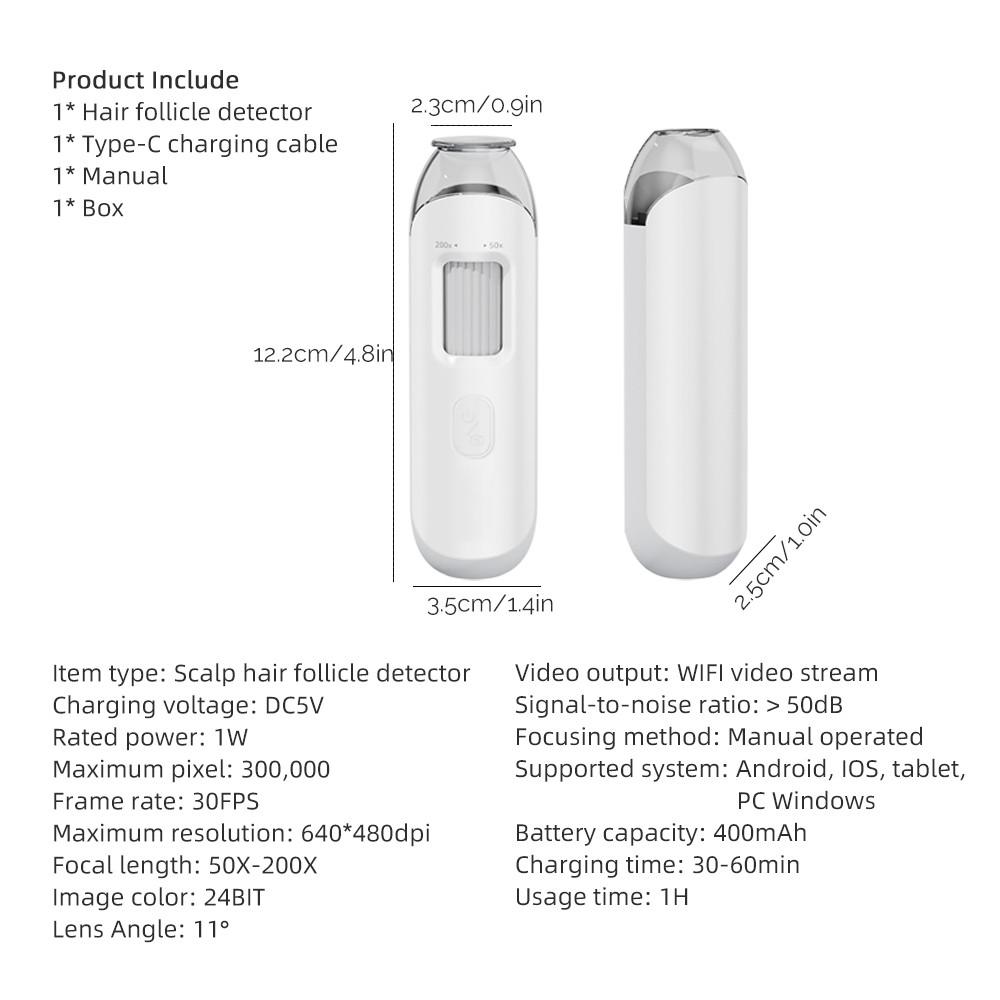 Многофункциональный детектор волосяных фолликулов кожи головы USB Цифровой микроскоп для кожи головы и волос Точное определение фолликулов кожи головы Инструменты для красоты