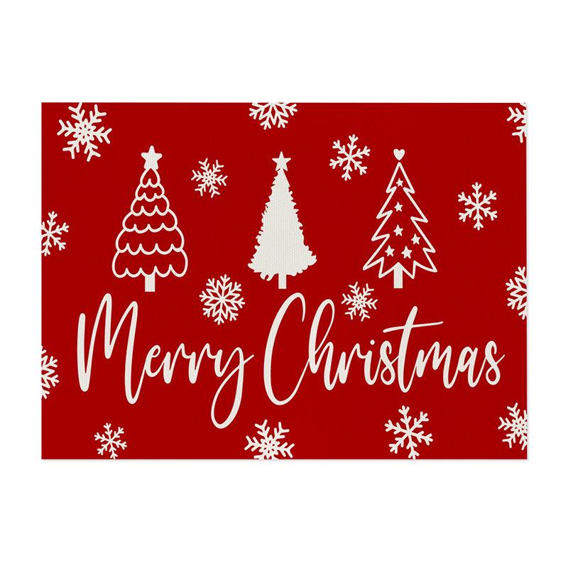 Christmas Print Cotton Linen Placemat – Heat-Resistant, Waterproof Table Decoration for Dining Room