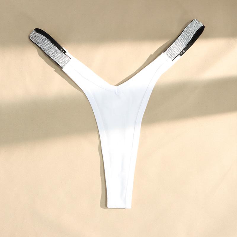 Women's V Low Waist Glitter Thongs Sexy Stars Silver Silk Bikini Panties 6 Colors G-string Underwear