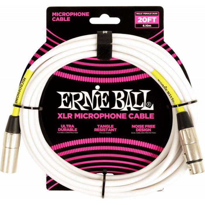 Câble Microphone XLR/XLR - Ernie Ball - 6389 - 6m - Blanc - Cuivre Sans Oxygène