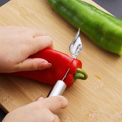 Удалитель сердцевины чили Зеркальная полировка Хвостовое подвесное отверстие Удобный Креативный Оптовая продажа Инструмент для удаления сердцевины из нержавеющей стали Портативный
