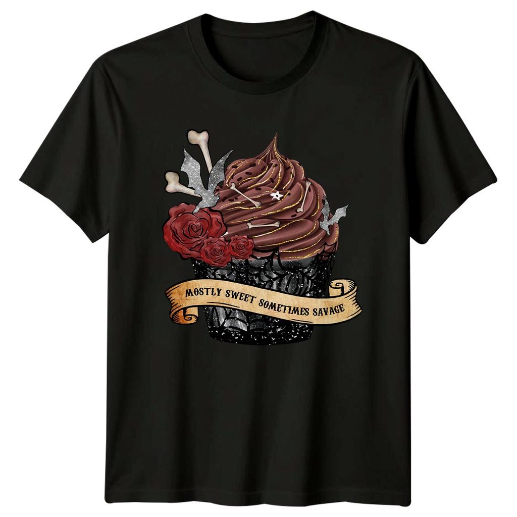 Mostly Sweet Sometimes Savage Unisexs TShirt Spooky Cupcake Halloween Gift