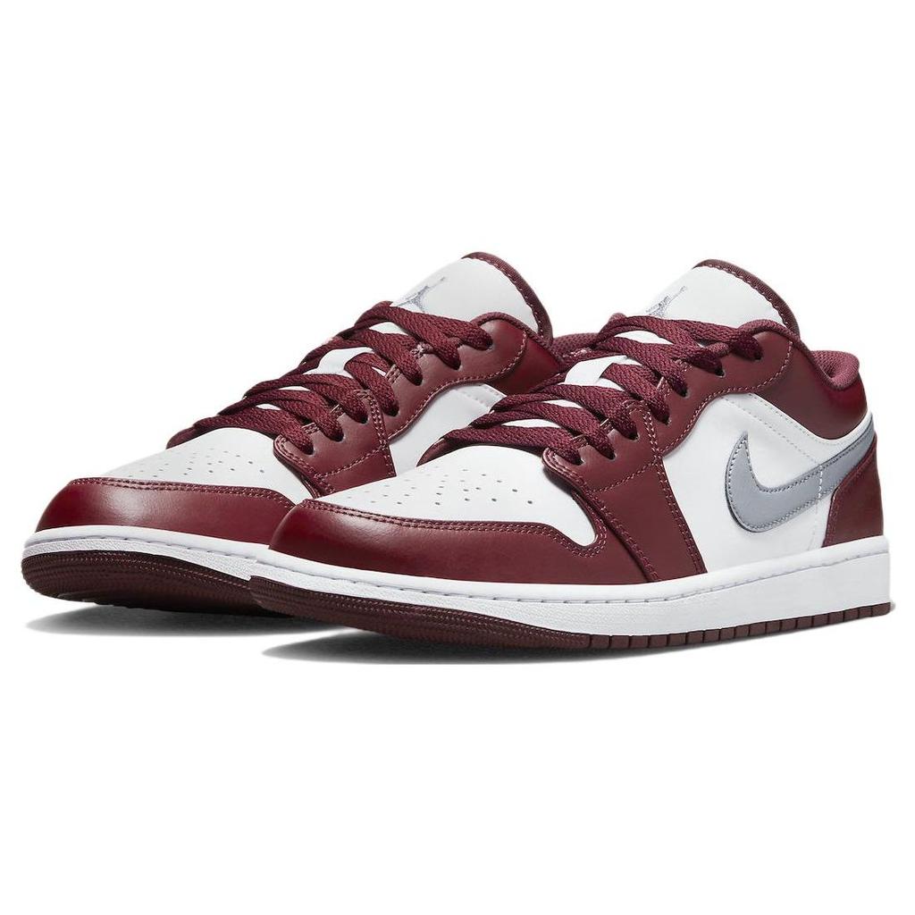 Air Jordan 1 Low Cherrywood Red Men Sneakers White Cement-Grey 553558-615