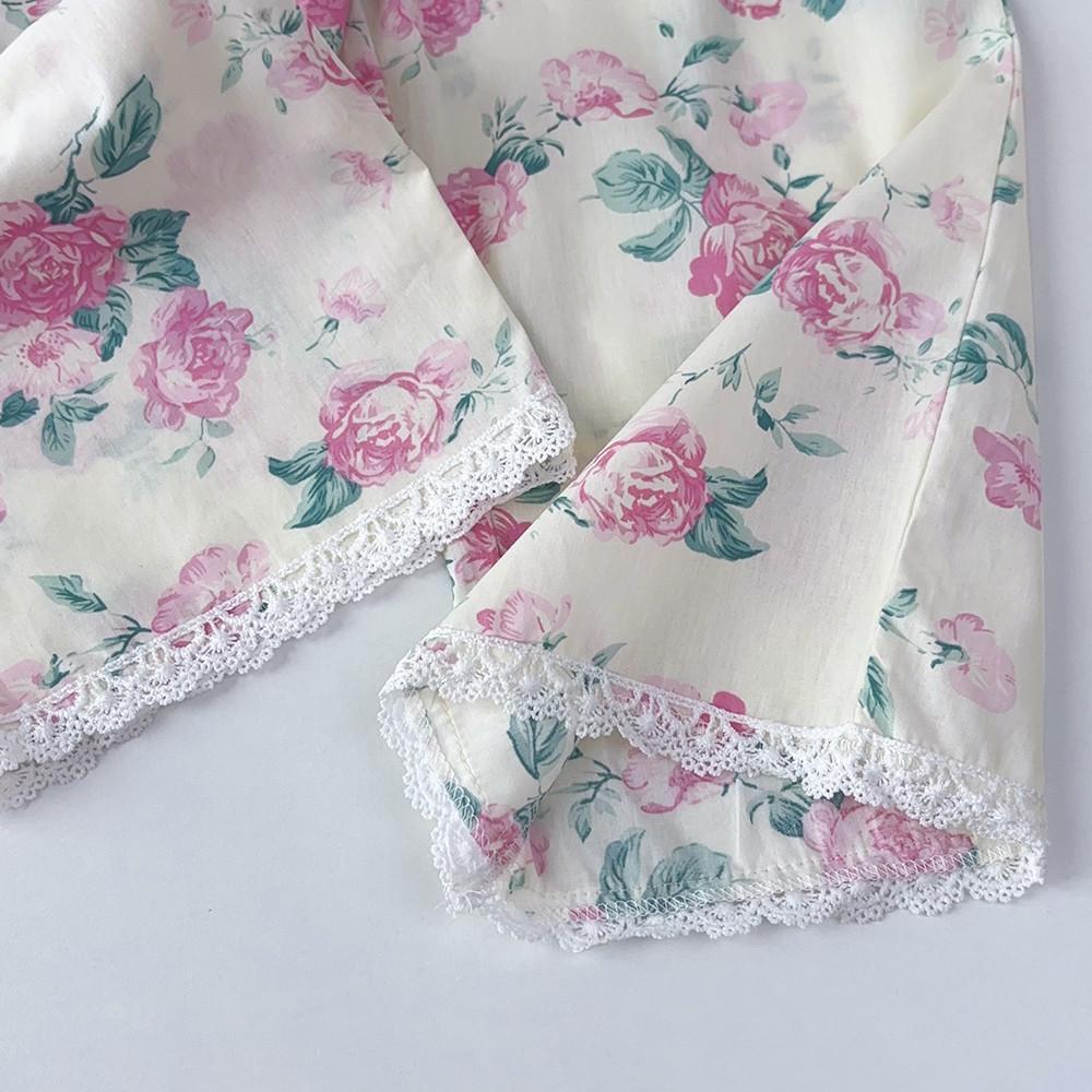 Костюм с длинными рукавами для девочек Bear Leader 3-7 лет, розовый цветочный принт, хлопковый топ + штаны, комплект из двух предметов TZ241