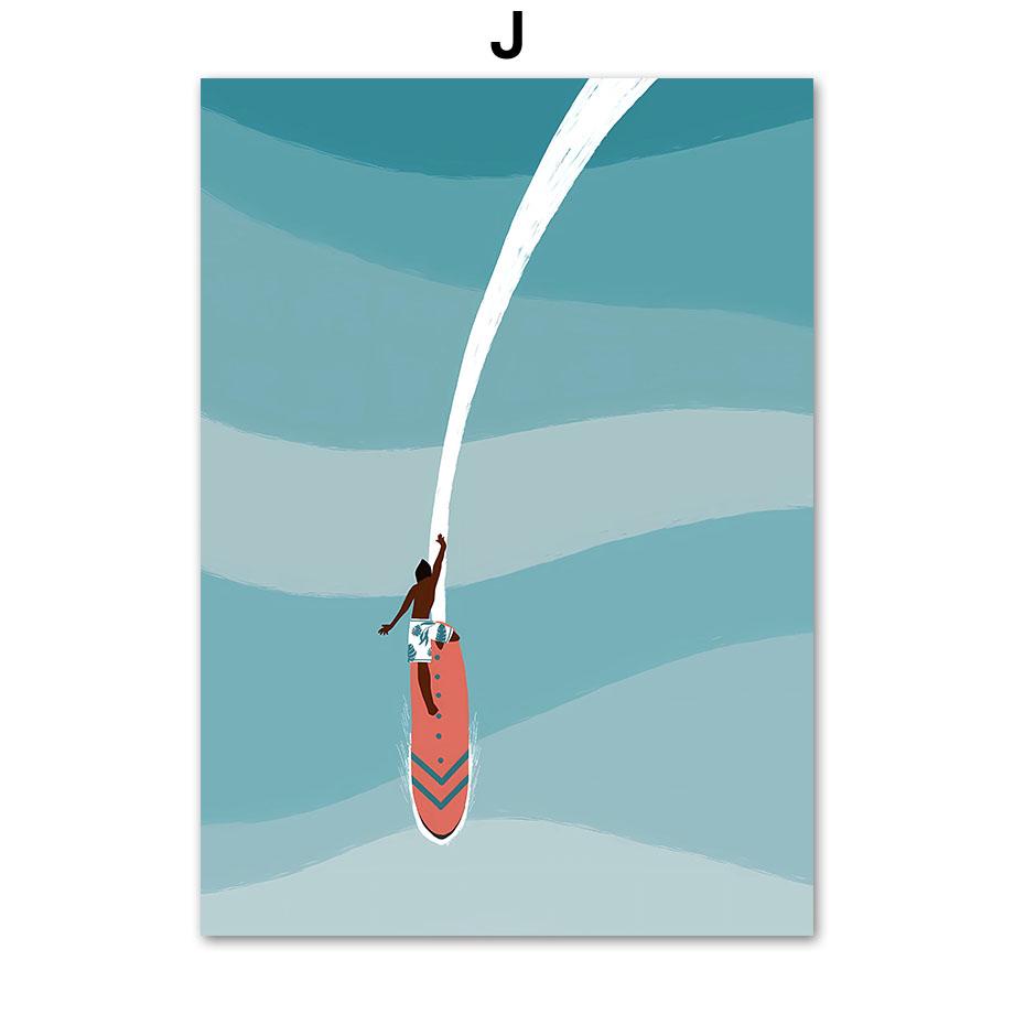 Абстрактные минималистичные плакаты и принты Море Пляж Серфинг Горы Настенное искусство Холст Живопись Настенные картины для декора гостиной