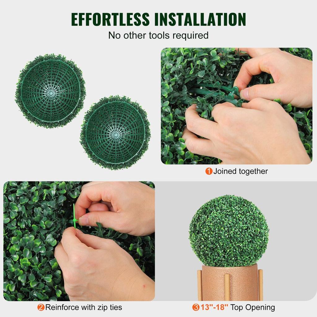 Artificial Topiaries Boxwood Trees, 20” Tall (2 Pieces), Ball-Shape Faux Topiaries Plant, All-year Green Feaux Plant Decorative Balls for Backyard,