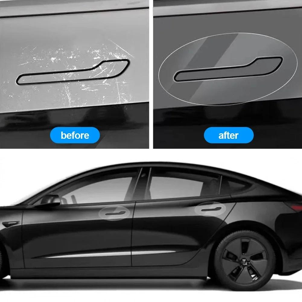 Для Tesla Model 3 Model Y 2017-2025 Защитная пленка для дверной ручки от царапин - перевернутая защитная пленка для дверной ручки TPU Автомобильная одежда