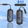 Bluetooth 6.0 Audio Transmitter Receiver 3.5MM AUX Hifi Stereo Music Wireless Adapter With Mic For Car Airplane TV PC Headphone