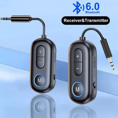 Bluetooth 6.0 Аудиопередатчик Приемник 3,5 мм AUX Hi-Fi Стерео Музыка Беспроводной Адаптер с Микрофоном Для Автомобиля Самолета Телевизора ПК Наушников