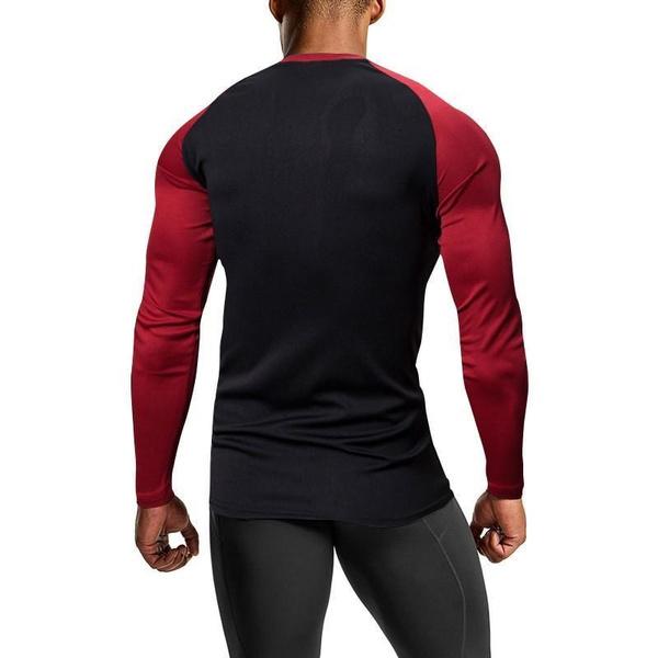 Spring Autumn Men's Fashion Quick Dry Athletic Long Sleeve T Shirt Moisture Wicking Performance Gym Training Tops