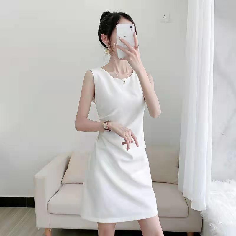 Женское летнее облегающее платье в стиле Хепберн, короткое платье Design Sense с круглым вырезом и без рукавов