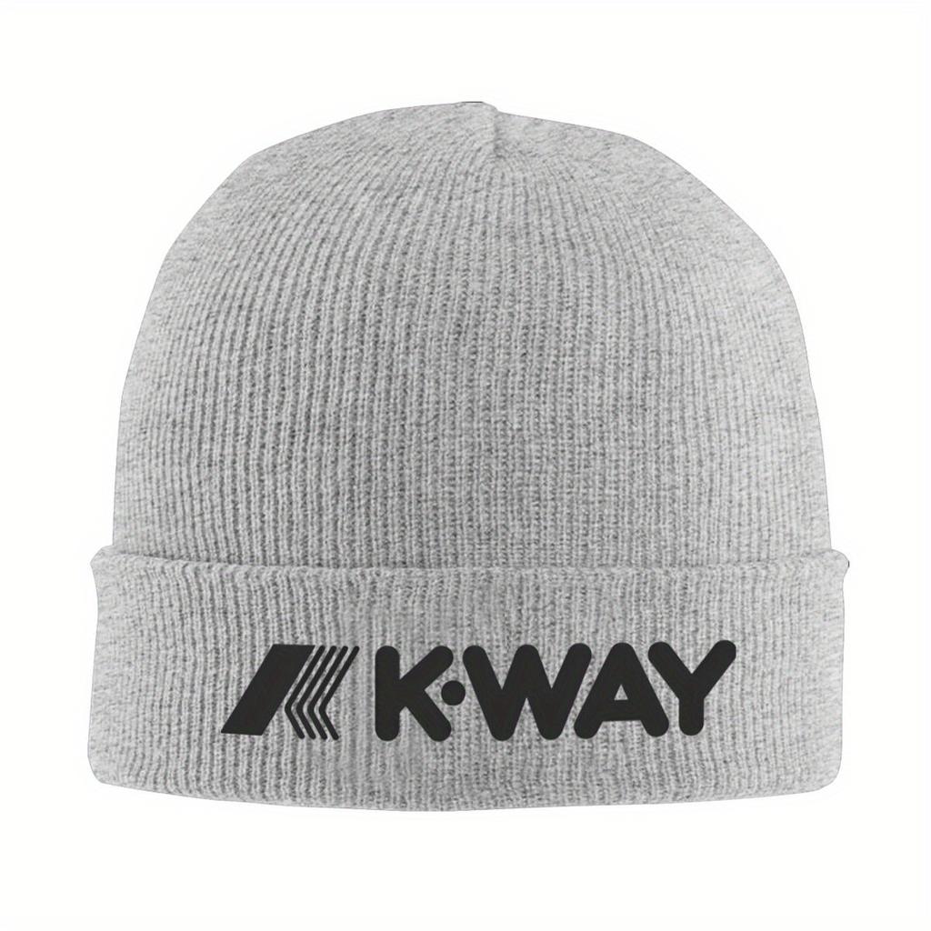 Черные вязаные шапки K-Way для женщин, унисекс, шапки-бини, зимняя шапка, акриловая, теплая, шапка-дыня