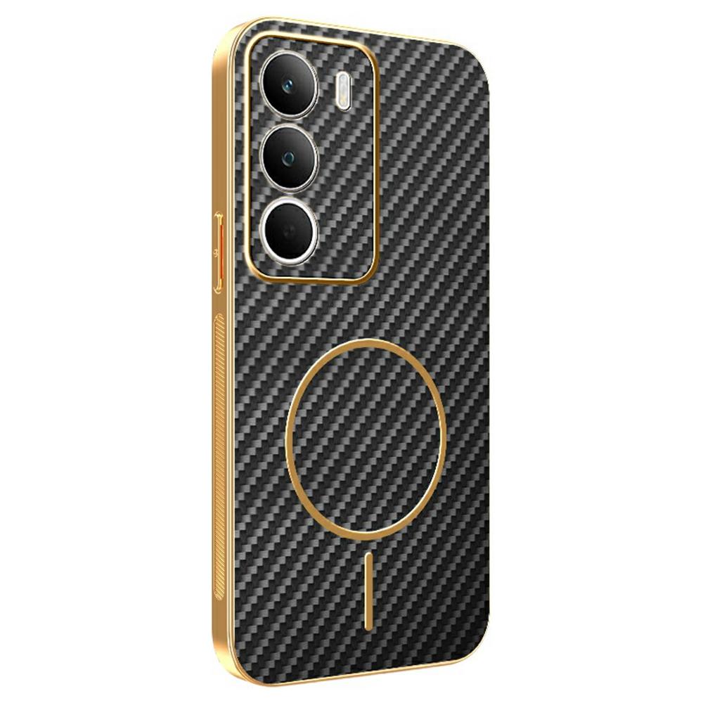 For Realme C71 4G Phone Case Carbon Fiber Textured Electroplated TPU Back Cover