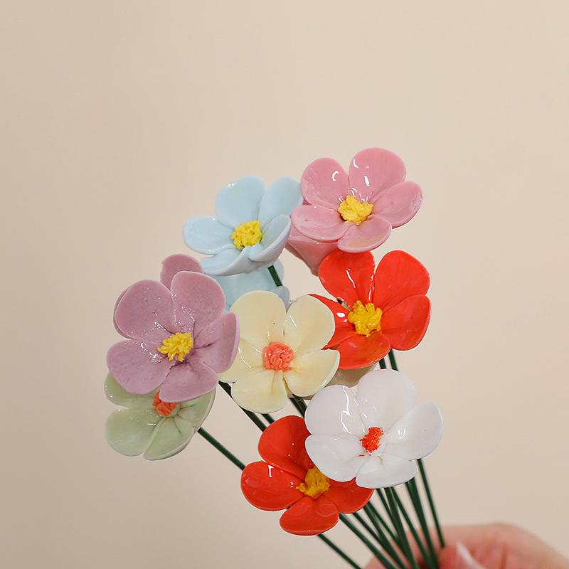 5X Искусственный цветок Керамика Ручная работа Искусственный цветок Креативное искусство Цветочный Домашний декор Вечеринка Свадьба Садовый декор Реквизит на День святого Валентина