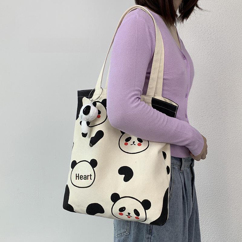 Женская сумка через плечо Panda Canvas — симпатичная, большая вместимость, в японском и корейском стиле для студентов и работы