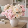 Silk Artificial Rose Flower 5 Heads Wedding Floral  for Wedding and Festival Decoration