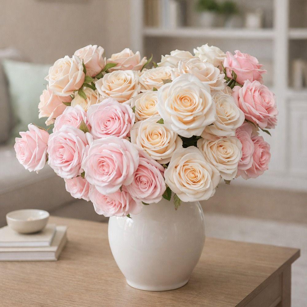 Silk Artificial Rose Flower 5 Heads Wedding Floral for Wedding and Festival Decoration