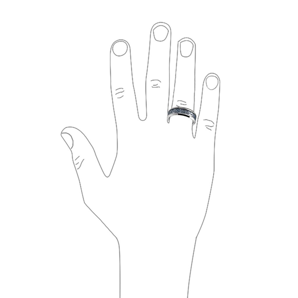 Titanium Width 8mm Celtic Knot Blue Silver Dragon Pattern Comfort Fit Wedding Ring Size 23 [Bling Jewelry]