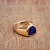 Natural Tringle Blue Sapphire Sterling Silver Rose Gold Overlay Artisan Gift Ring Jewelry