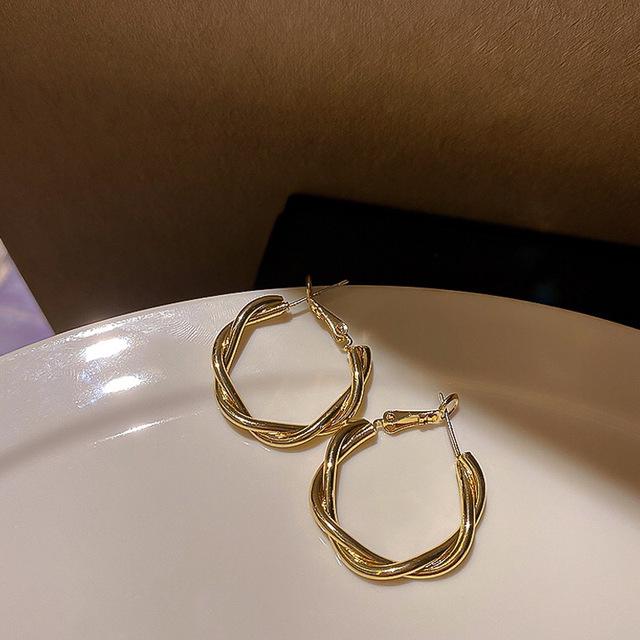 JWER винтажные гладкие металлические серьги-кольца для женщин и девочек, элегантные роскошные новые корейские украшения, серьги для повседневных темпераментных девушек