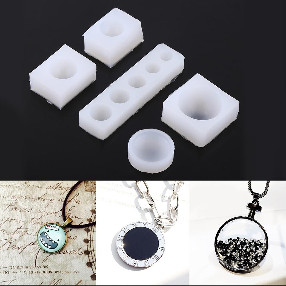 5pcs Round Silicone Molds,   Epoxy Resin Jewelry Making Molds, Half Round Cabochon Silicone Mold Set for Crafting Various Shapes and Sizes