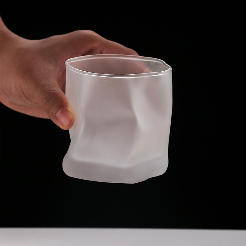 280 мл Стеклянные Неправильные Чашки Креативная Чашка с Витым Узором Необычной Формы Матовое Прозрачное Золотое Горлышко Стакан для Виски Бокалы для Вина