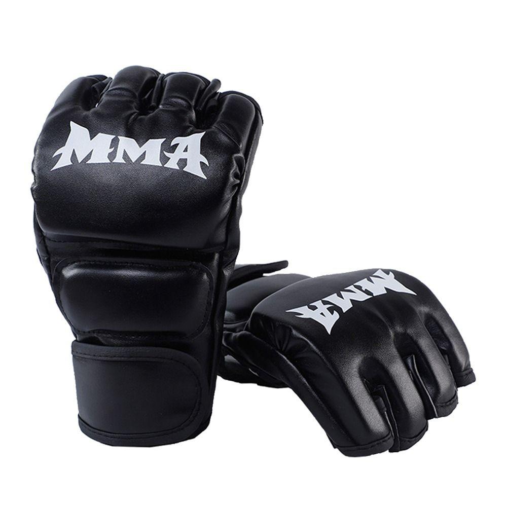 1Pair Leather Cushion Training Gloves Kickboxing Gloves for Adult Sanda Boxing UFC Training