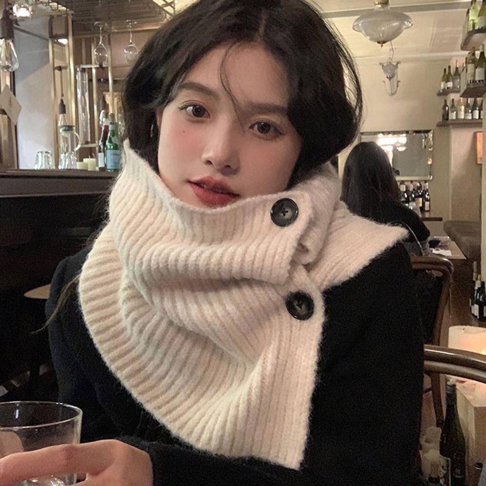Knitted Knitted Scarf Solid Color Neck Warmer Fashion Cross Scarf Women
