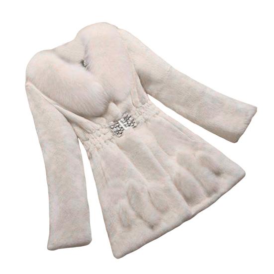 Женское зимнее пальто из искусственного меха средней длины со стразами, эластичная узкая талия, однотонная плотная верхняя одежда, куртка для выпускного бала знаменитостей