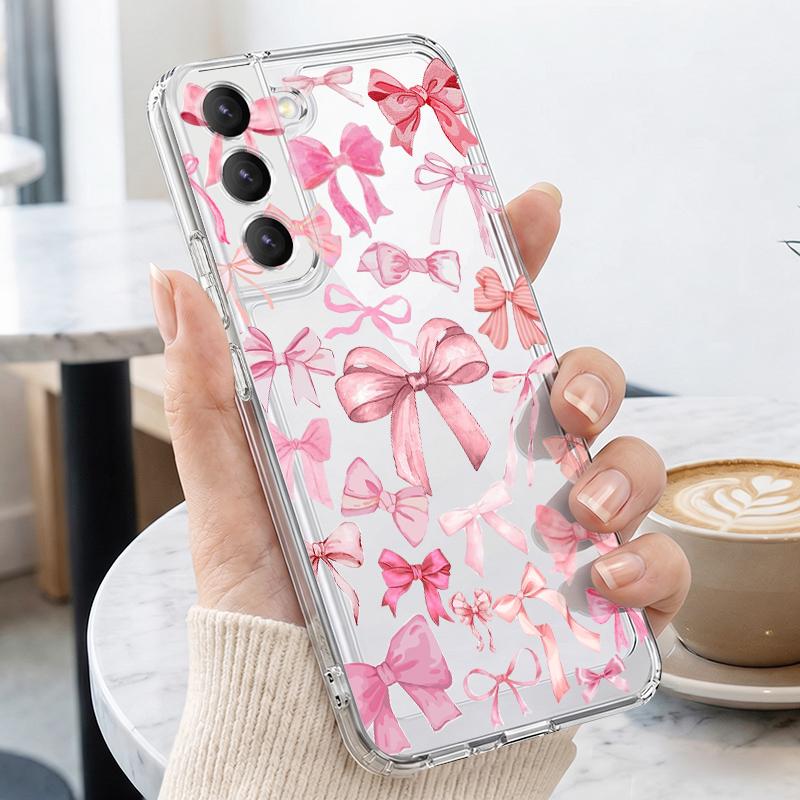 Чехол с разноцветными бантами для Samsung S26 Ultra S25 FE S24 S23 S22 Plus S21 A15 A25 A35 A55 A16 A26 A36 A56 A17 A37 A57 5G Прозрачный мягкий чехол из ТПУ