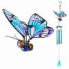 3D Butterfly Wind Chimes Iron Stained Glass Butterfly Wind Chimes with Tube Gift for Mom for Home Garden Window Yard Patio Decor