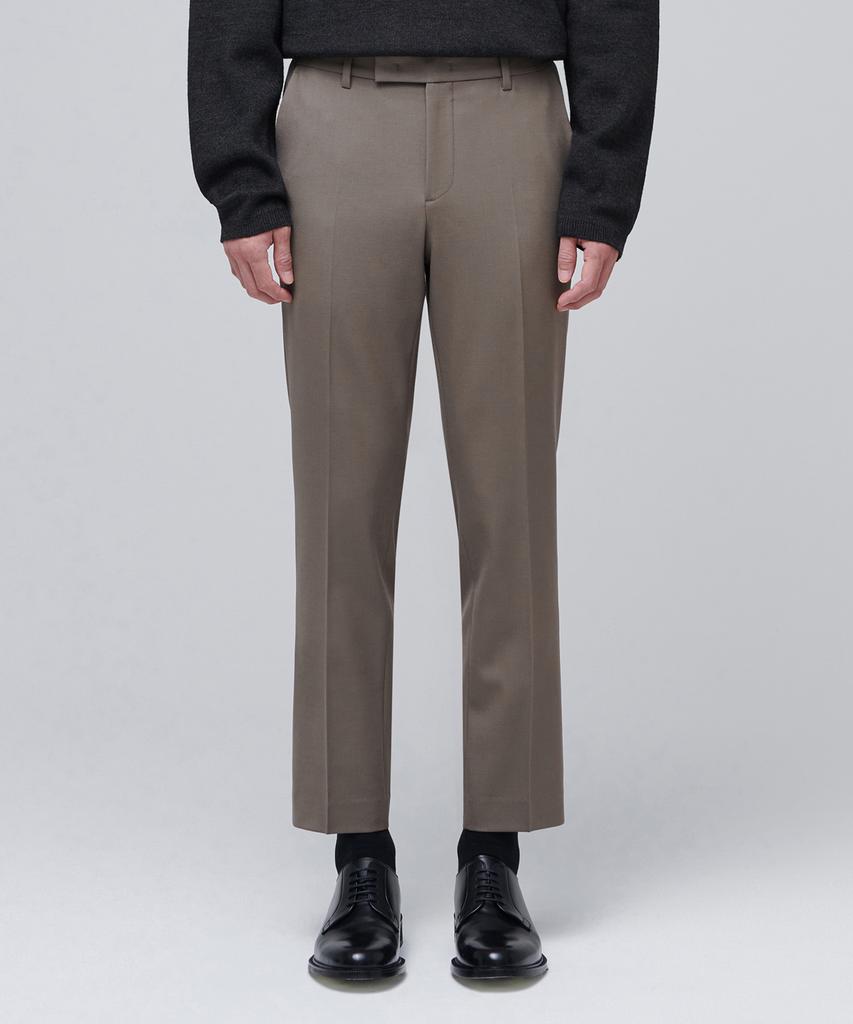 MUSINSA STANDARD Wool Tapered Hidden Banding Crop Slacks [Dusty Beige]
