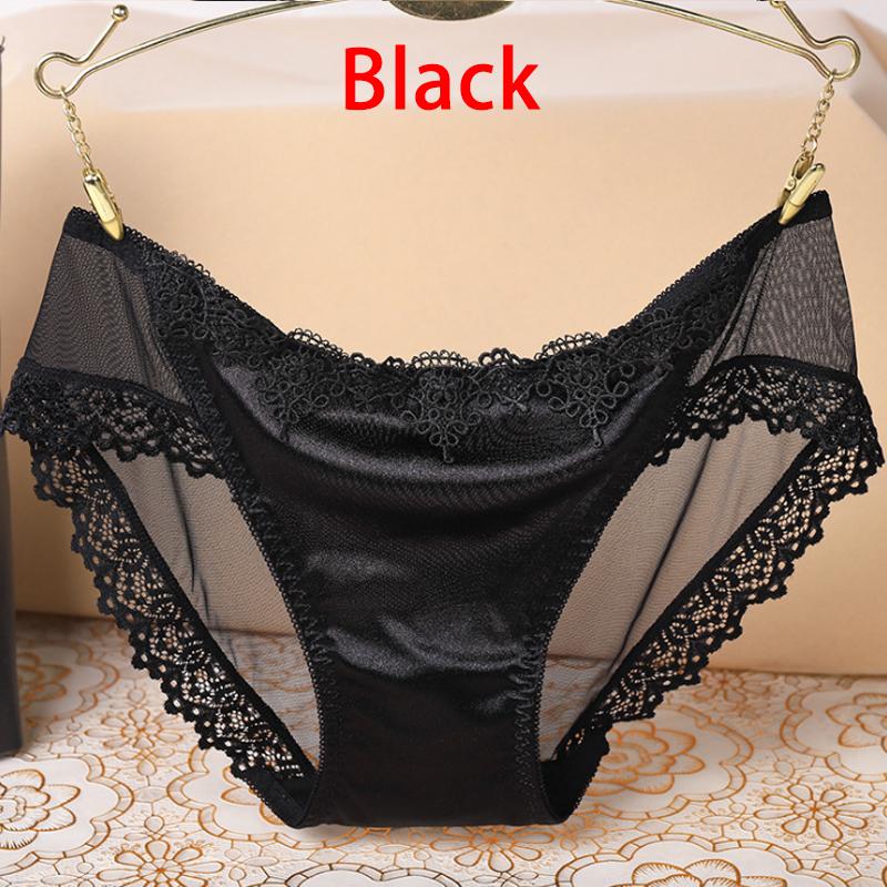 8Colors Breathable Seamless Underwear Fashion Lace Silk Cotton Women Sexy Lace Briefs Female