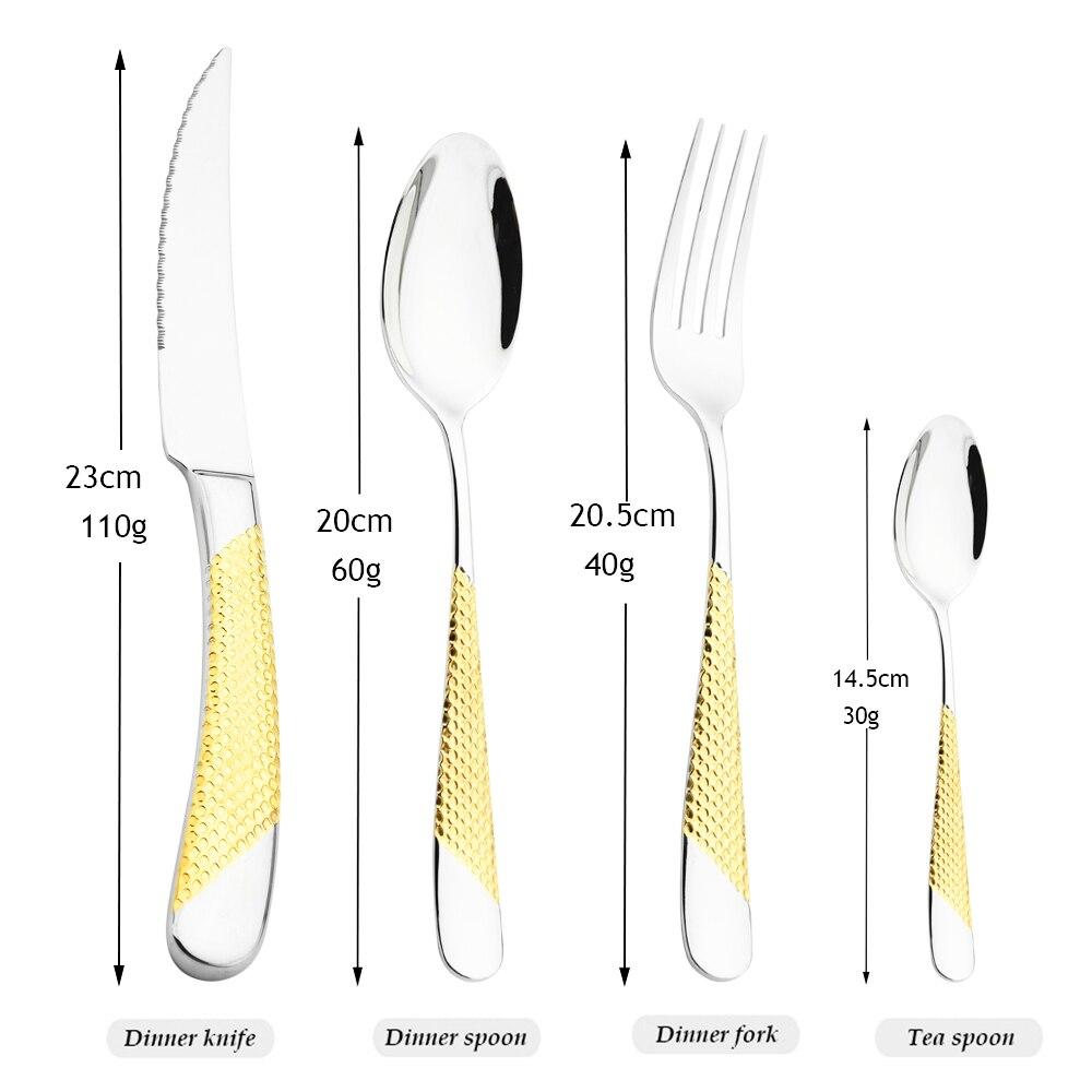 Набор кухонной посуды Нержавеющая сталь Вилка Ложки Ножи Набор столовых приборов Золото 24/16 шт. Серебро Набор столовой посуды 18/10 Нержавеющая сталь