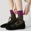 Renaissance Contrasting Striped Mid-Leg Socks Streamer Style Retro Fashion With Pure Cotton Stacked Socks