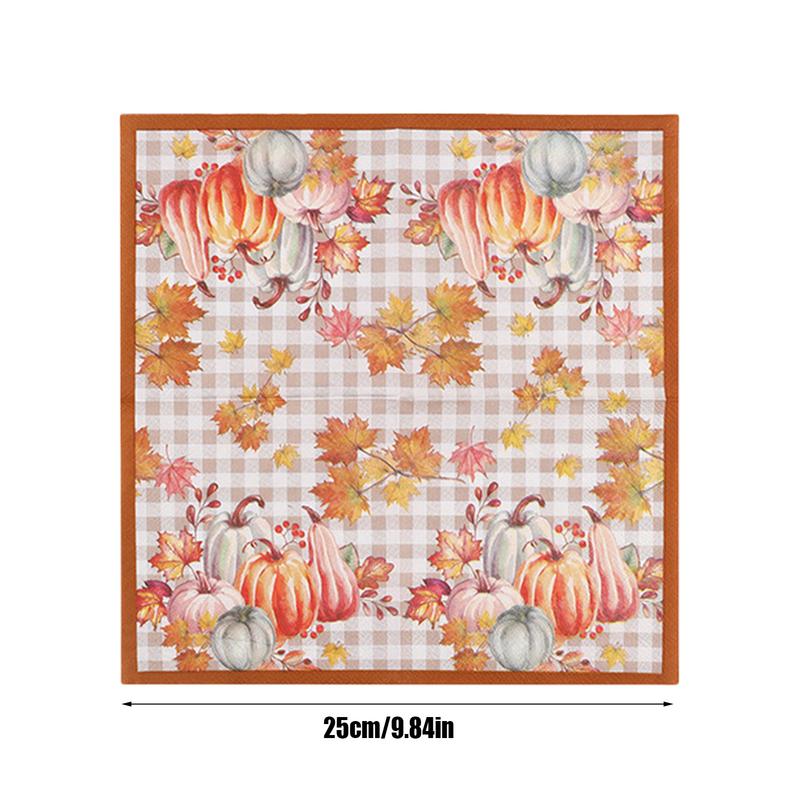 Halloween Pumpkin Maple Leaf Thanksgiving Theme Pumpkin Napkins Disposable Tableware Maple Leaf Pumpkin Pattern Napkins