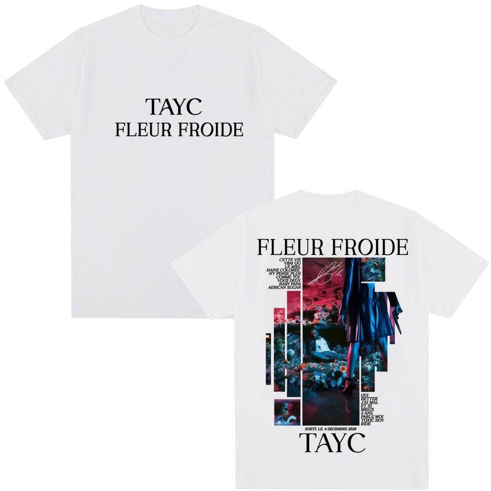 Rap Singer Tayc Fleur Froides Album Print 2025 Summer Mens Womens Casual Fashion Soft and Comfortable Pure Cotton Tshirt