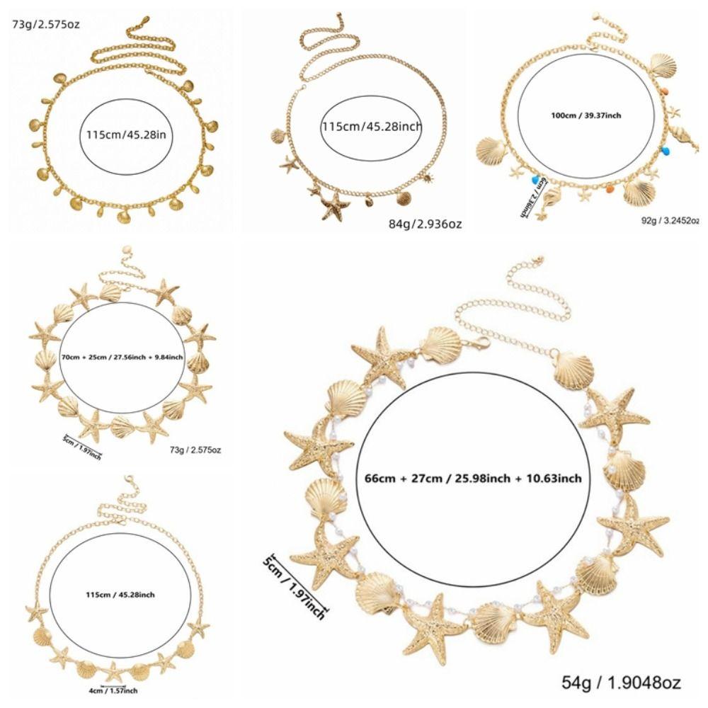 Gold Imitation Pearl Body Chain Multi-pendant Beads Belly Chain Retro Starfish Waist Chain Bikini