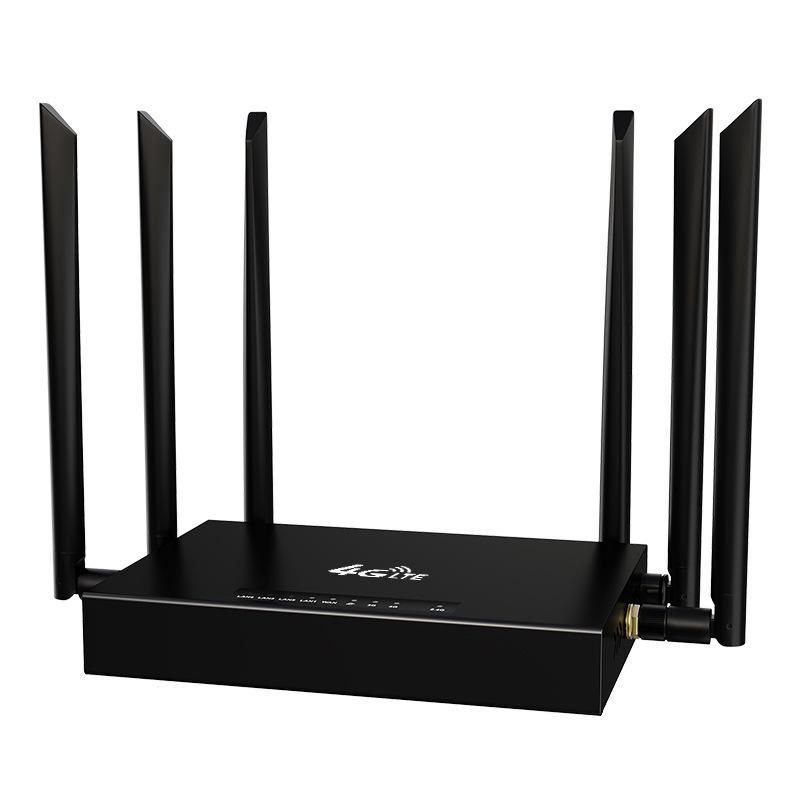 Промышленный 4G-роутер в металлическом корпусе с 6 антеннами, разъемом SMA, WiFi ED128, сильным сигналом и поддержкой сменных карт.