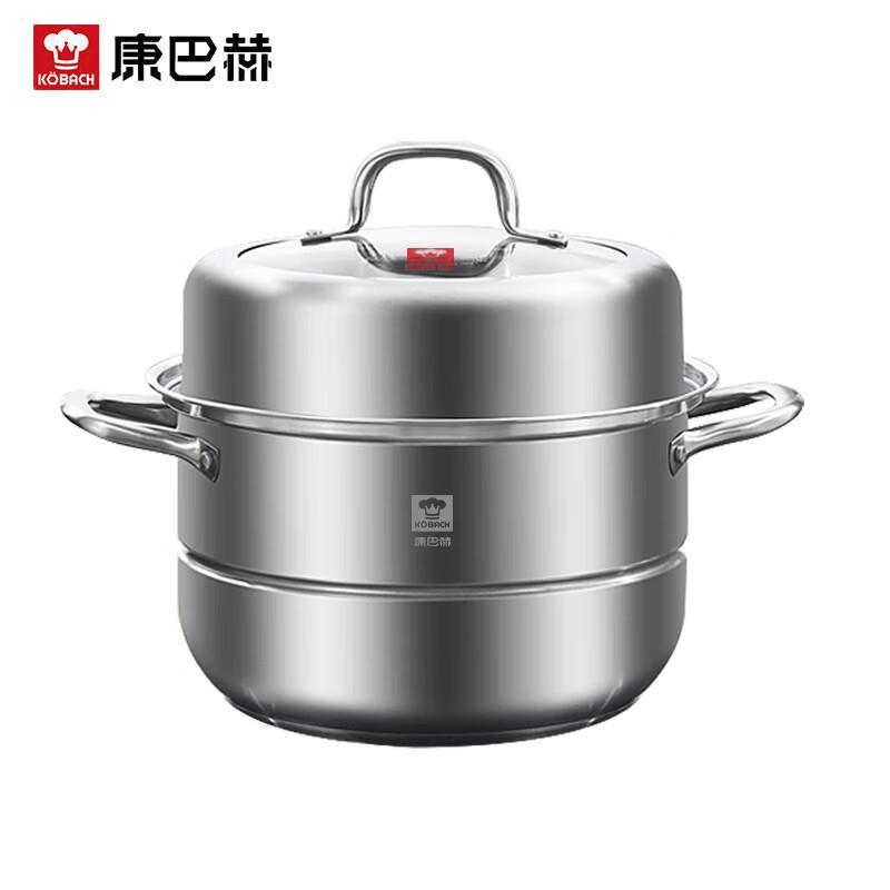 KÖBACH 2-Layer Stainless Steel Steamer Pot with Visible Lid