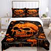 3pcs Halloween Pumpkin Skull Duvet Cover Set, Cover For Bedroom Guest Room (1 Duvet Cover + 2 Pillowcase, Without Quilt),  yy250922236