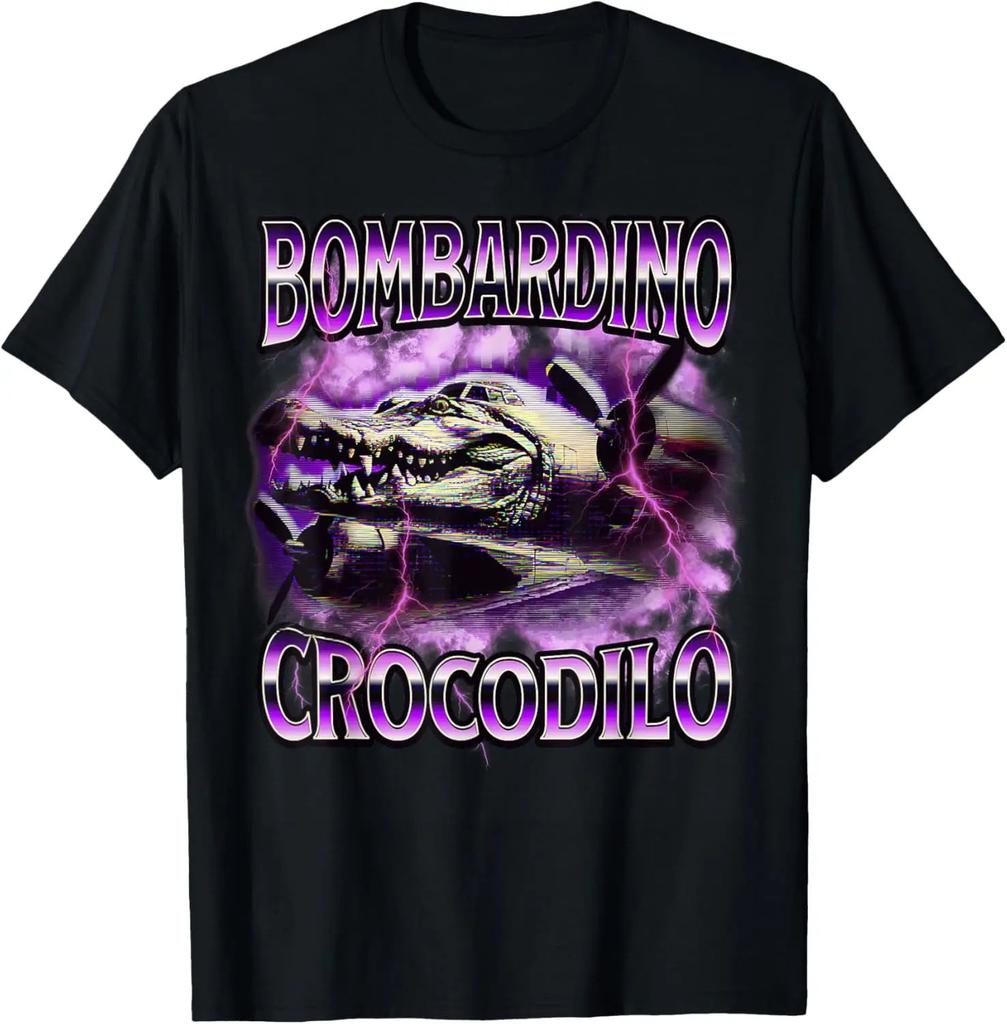 Bombardino Crocodilo Meme T-Shirt Men Women Short Sleeve Cotton Tees Funny Graphic T-shirt Y2k Outfit Summer Tops Men's Clothing