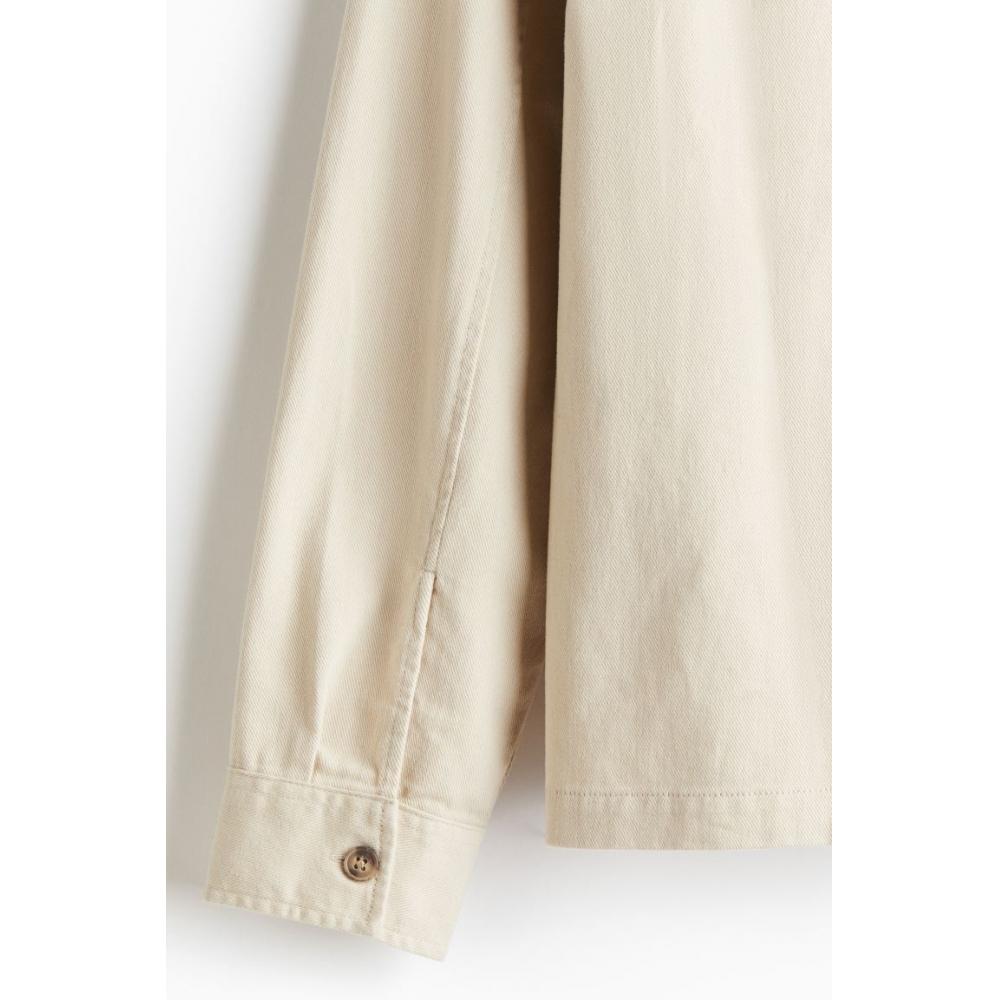 Рубашка из хлопкового твила HM Regular Fit бежевого цвета