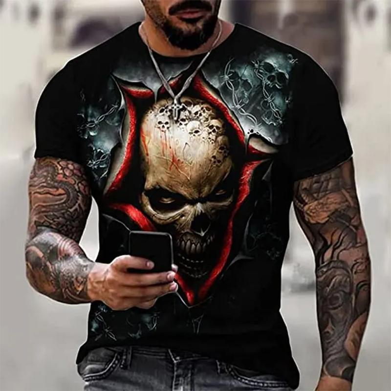 Summer Skull 3D Print T-Shirts Streetwear Horror Men Women Fashion Oversized Short Sleeve T Shirt O-Neck Kids Tees Tops Clothing