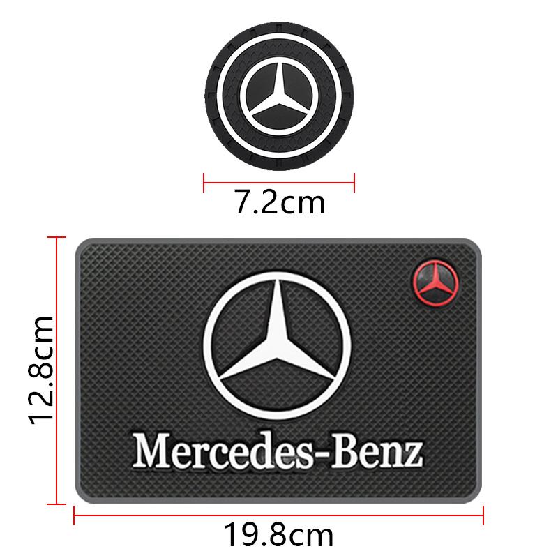 CRA1 Car Coasters Water Cup Slots Non-Slip Mat For Mercedes Benz W203 W205 W204 W221 W222 W212 W210 W211 Anti-skid Coaster Accessory