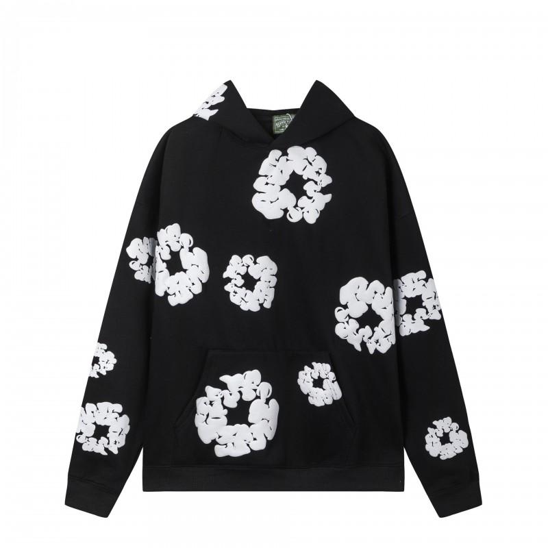 Unisex Oversized Cotton Hoodie Jogger Set With Floral Print Warm Fleece Lined Streetwear Outfit Winter