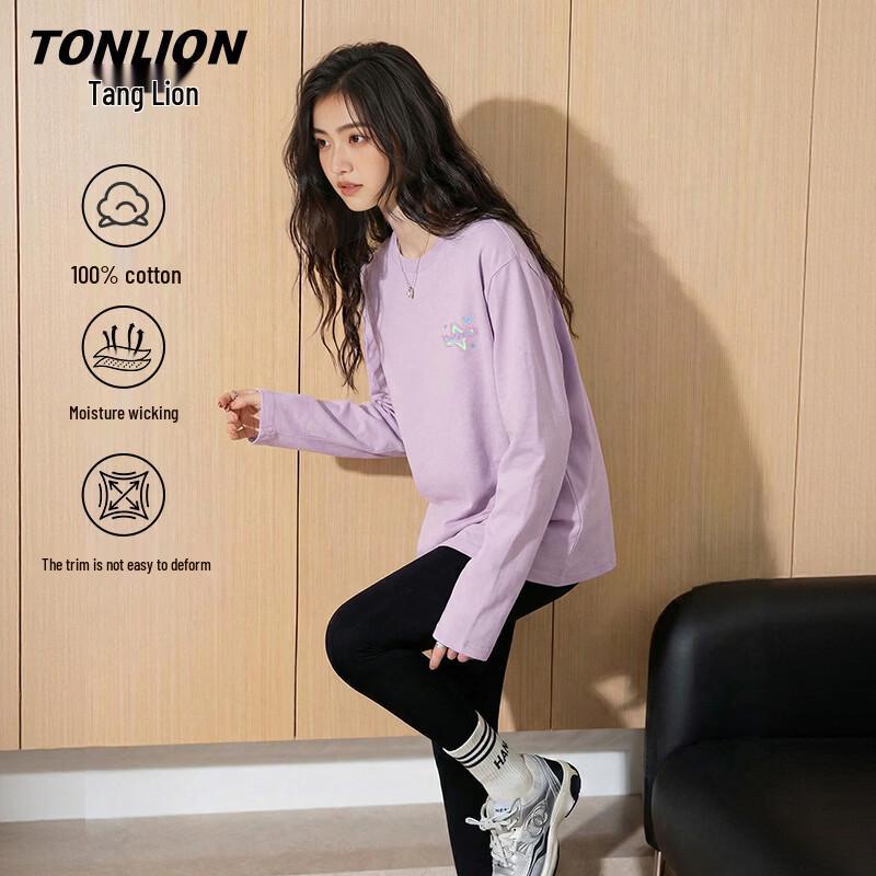 Женская футболка TonLion с длинным рукавом из чистого хлопка