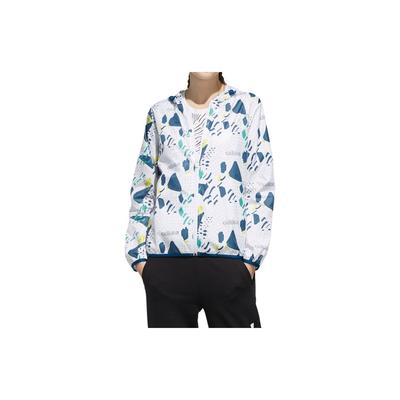 Нео Принт Узор Спортивная Толстовка с Капюшоном Женская Куртка Белая DW7778